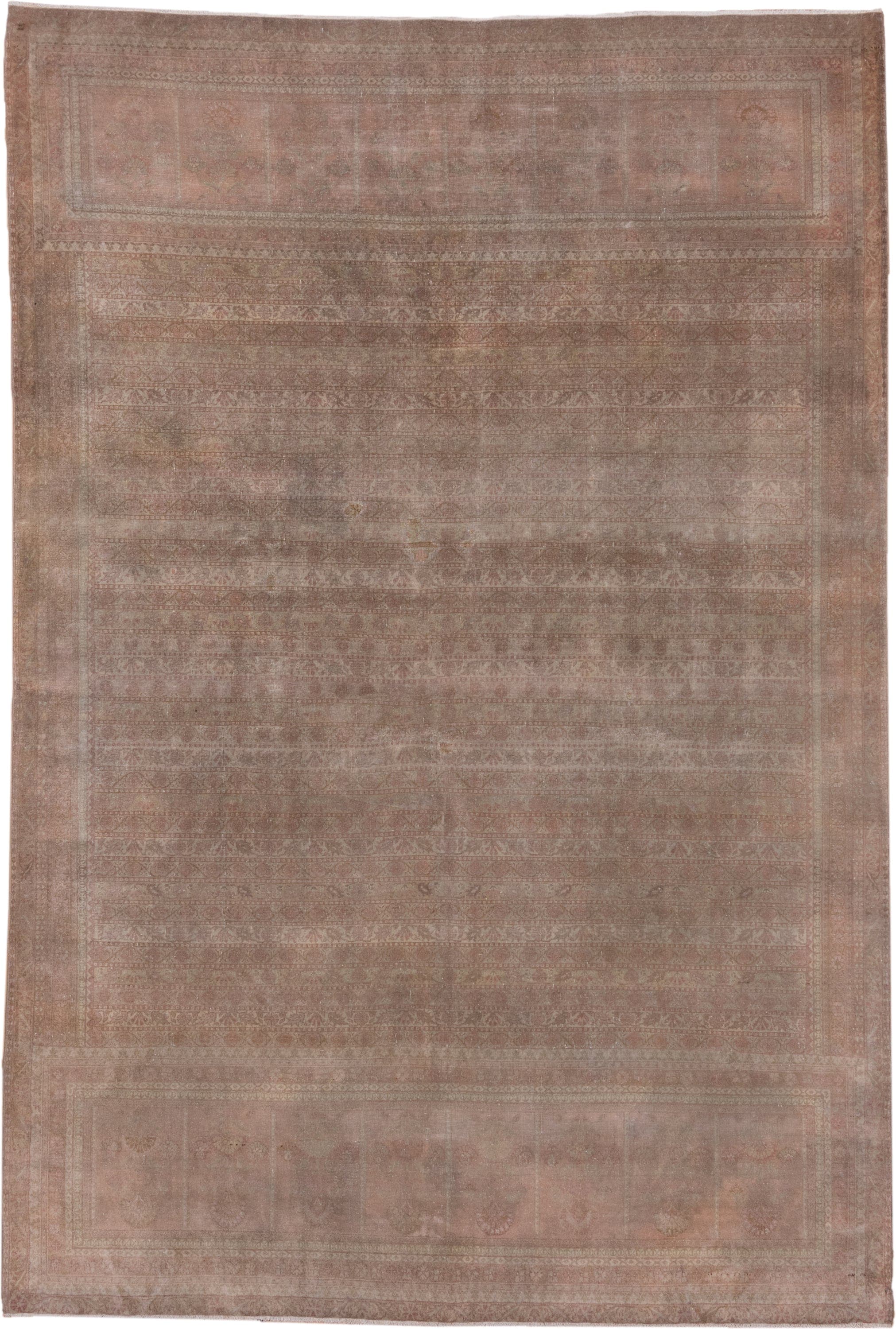 6' x 9' one-of-a-kind handmade antique Sivas medium size rug. Color palette: rose, taupe, dusty pink, beige, camel, ivory