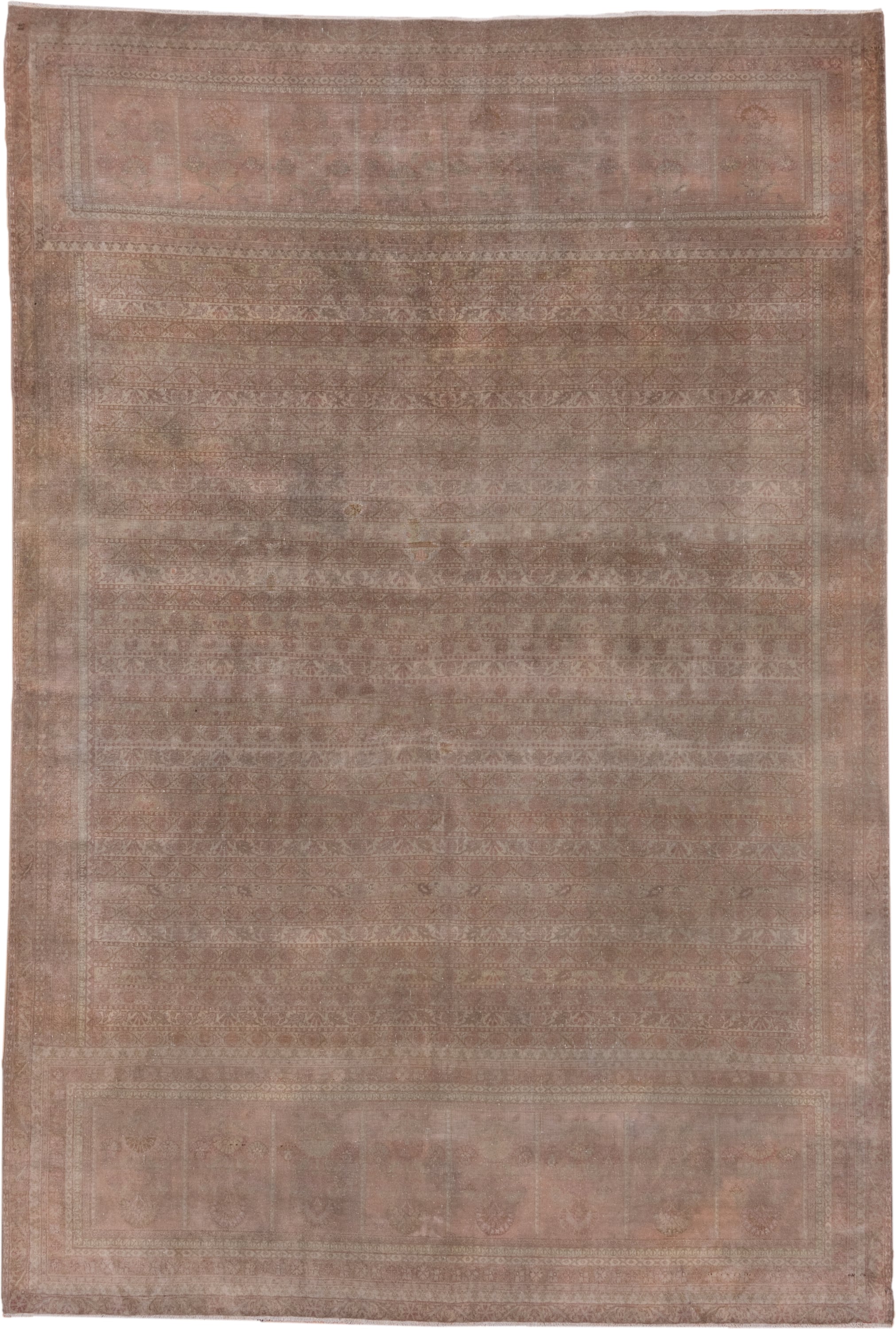 6' x 9' one-of-a-kind handmade antique Sivas medium size rug. Color palette: rose, taupe, dusty pink, beige, camel, ivory