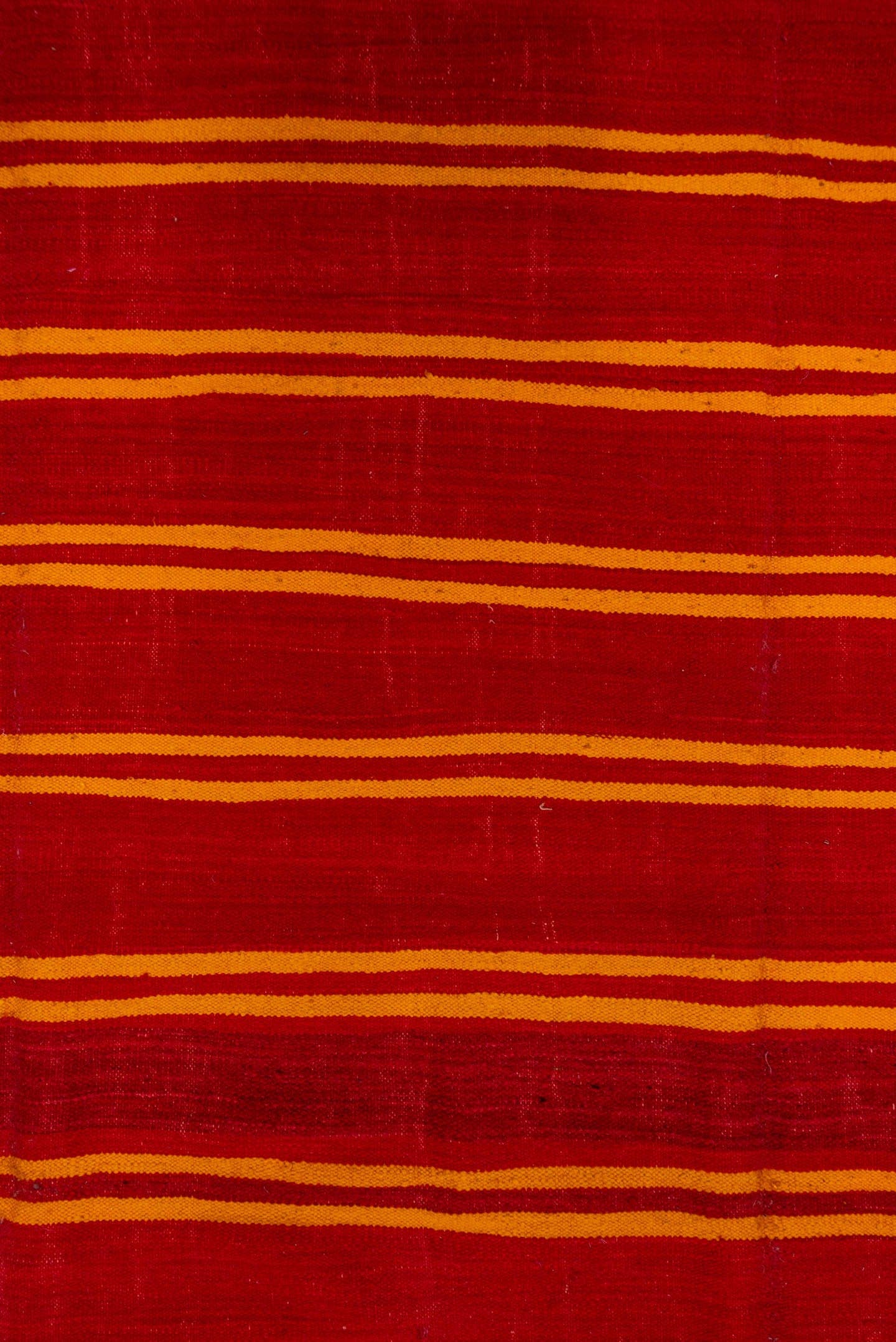 6' x 11' one-of-a-kind handmade vintage Kilim large size rug. Color palette: red, gold, rust, terracotta, brown