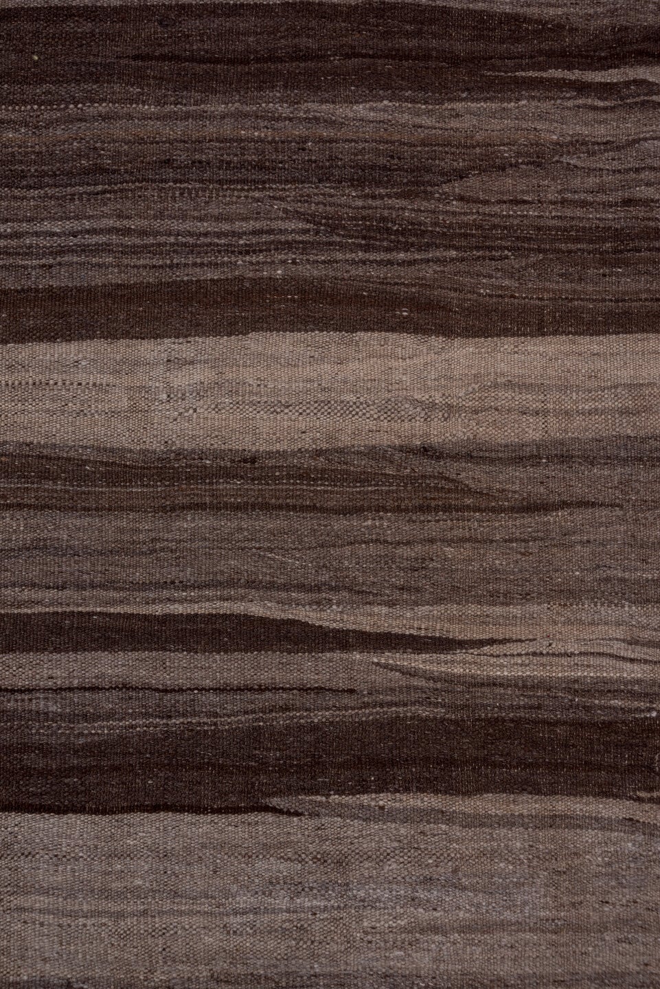 5' x 10' one-of-a-kind handmade vintage Kilim medium size rug. Color palette: taupe, brown, charcoal, mushroom, ivory, beige
