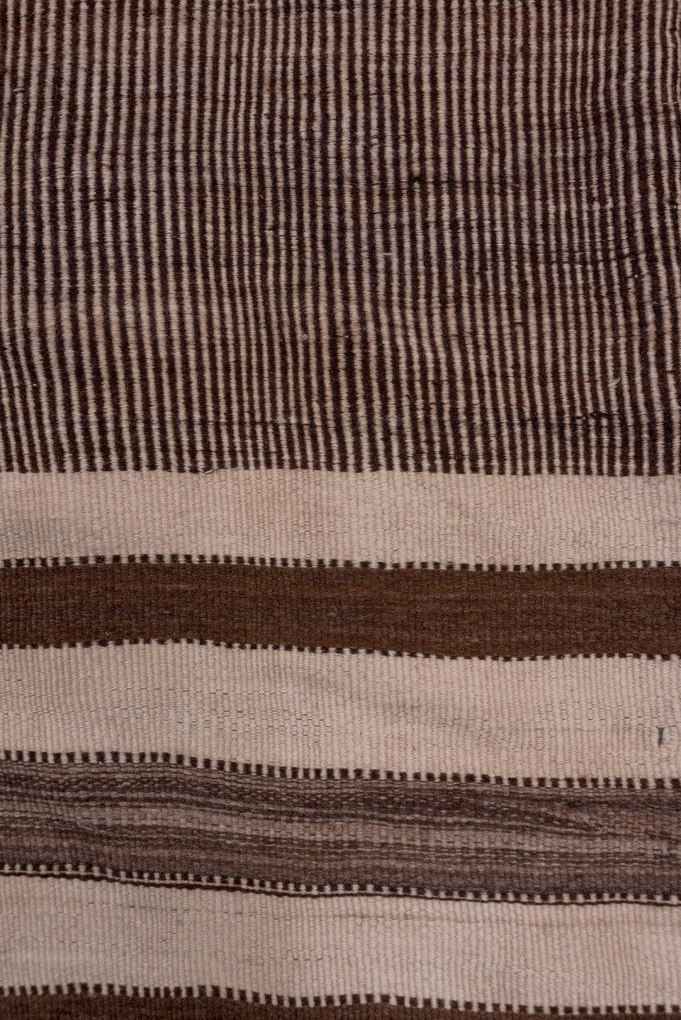 5' x 11' one-of-a-kind handmade vintage Kilim runner rug. Color palette: brown, ivory, taupe, charcoal, cream, beige, gray