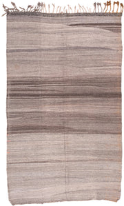 5' x 8' one-of-a-kind handmade vintage Kilim medium size rug. Color palette: taupe, brown, gray, charcoal, ivory, beige