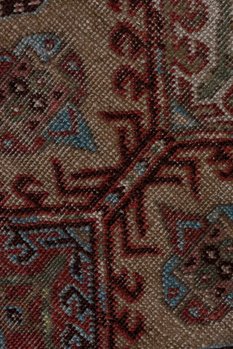 2' x 17' one-of-a-kind handmade antique Sarab runner rug. Color palette: rust, ivory, brick, camel, slate, charcoal, taupe