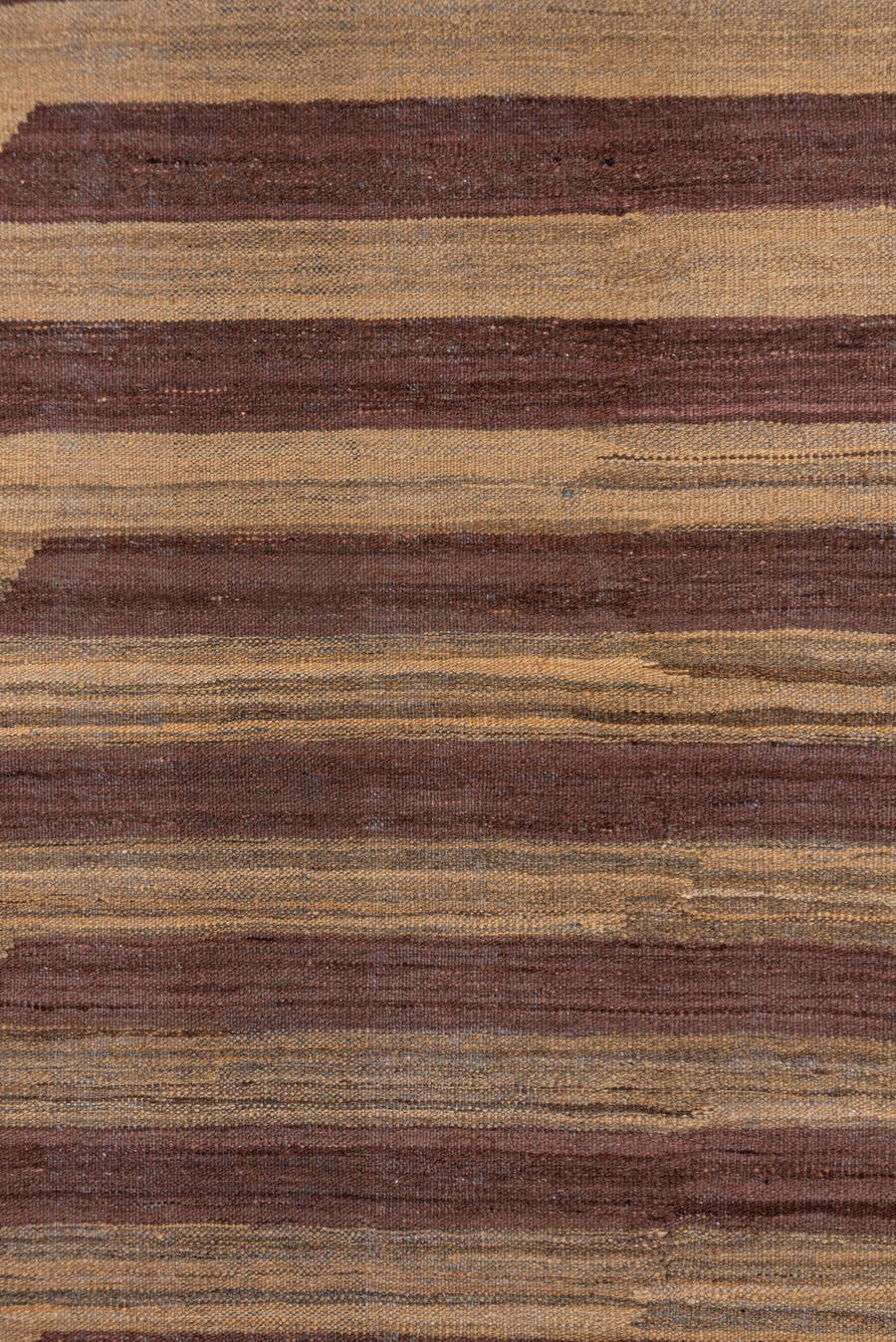 5' x 8' one-of-a-kind handmade vintage Kilim medium size rug. Color palette: brown, camel, taupe, mahogany, charcoal, beige