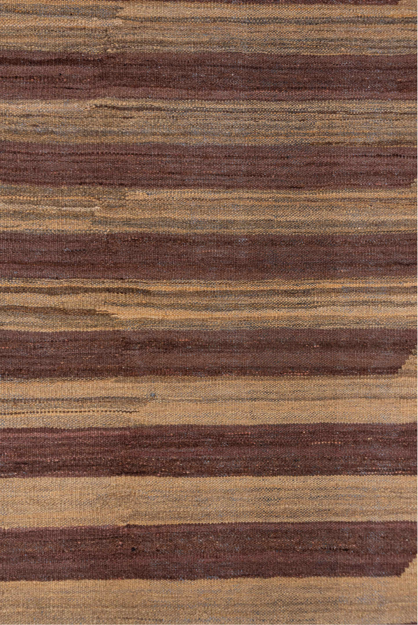 5' x 8' one-of-a-kind handmade vintage Kilim medium size rug. Color palette: brown, camel, taupe, mahogany, charcoal, beige