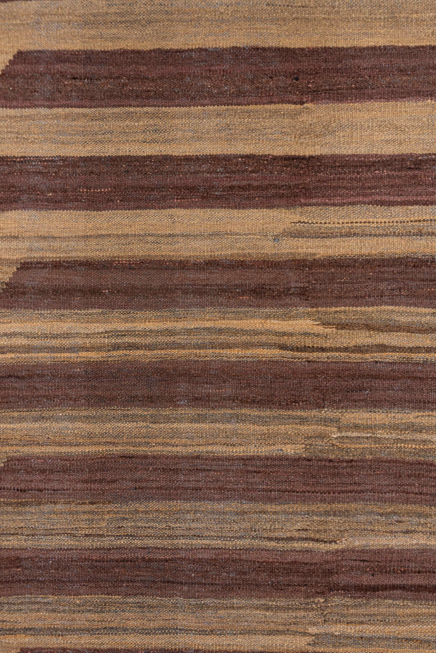 5' x 8' one-of-a-kind handmade vintage Kilim medium size rug. Color palette: brown, camel, taupe, mahogany, charcoal, beige