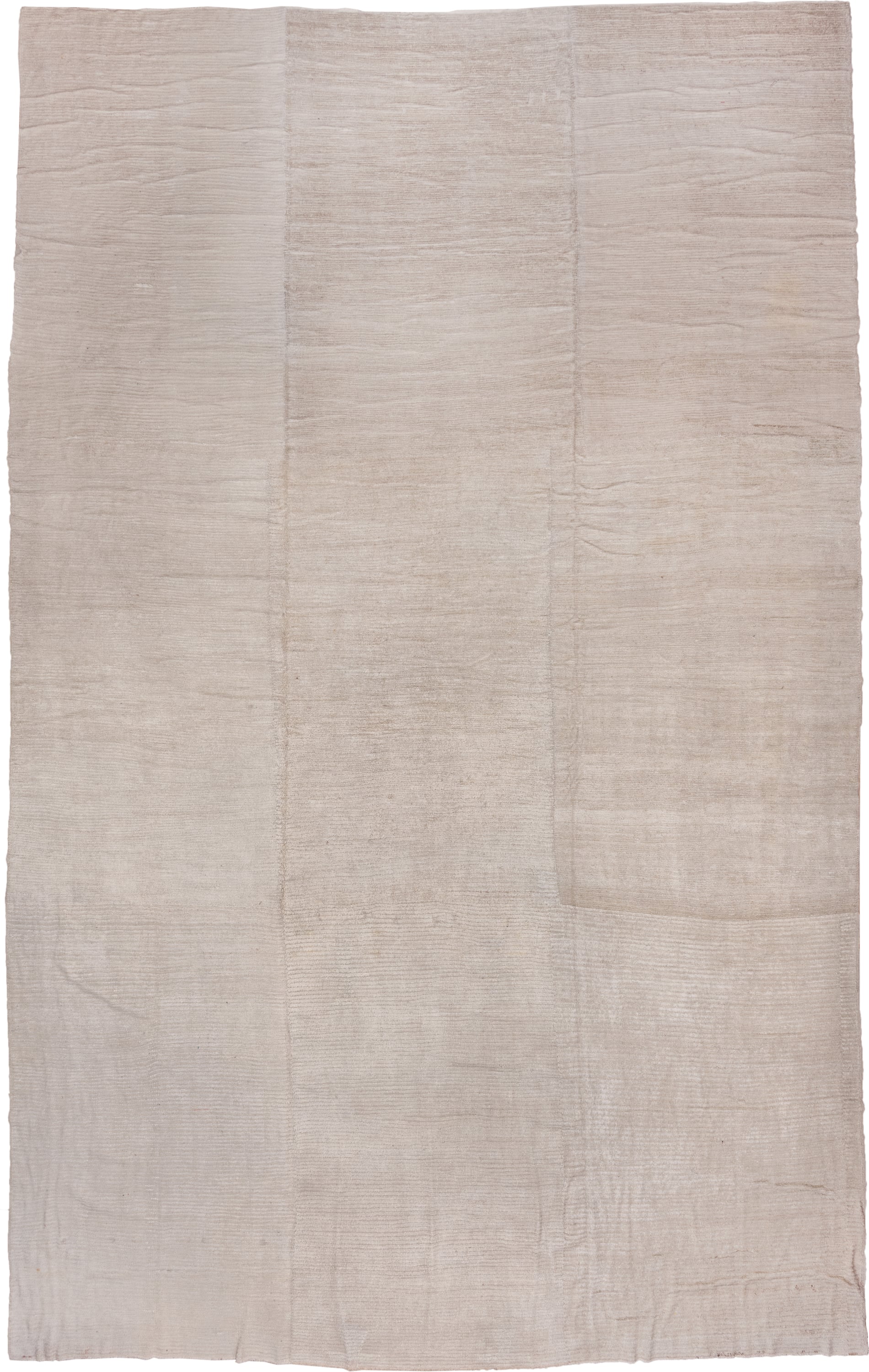 13' x 23' one-of-a-kind handmade vintage Tulu oversize rug. Color palette: ivory, taupe, cream, beige, gray