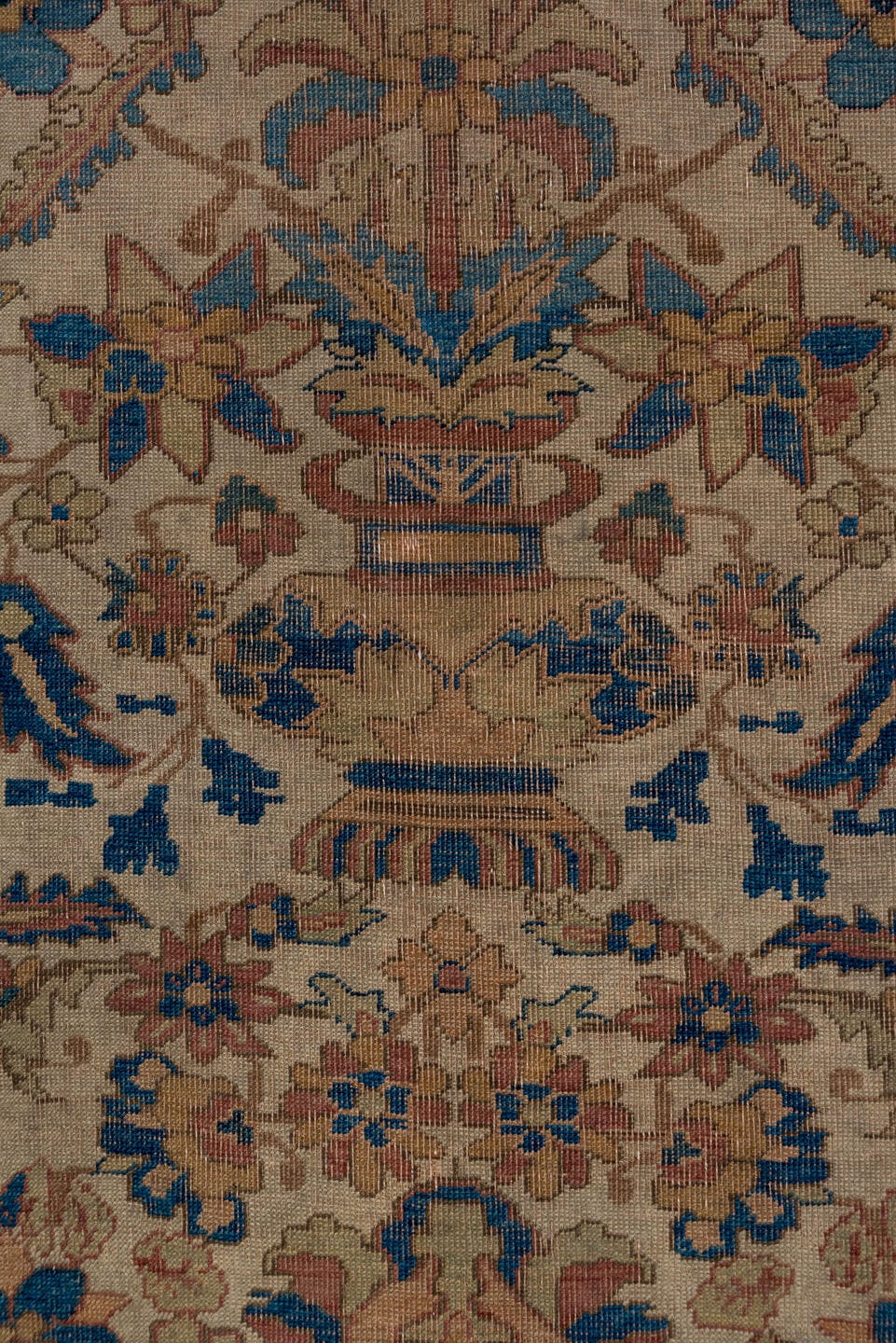 4' x 7' one-of-a-kind handmade antique Afshar rug. Color palette: ivory, rust, gold, cobalt, taupe, rose, camel, olive