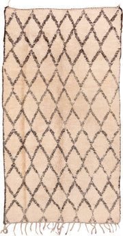 6' x 11' one-of-a-kind handmade antique Moroccan large size rug. Color palette: ivory, charcoal, cream, taupe, gray, black