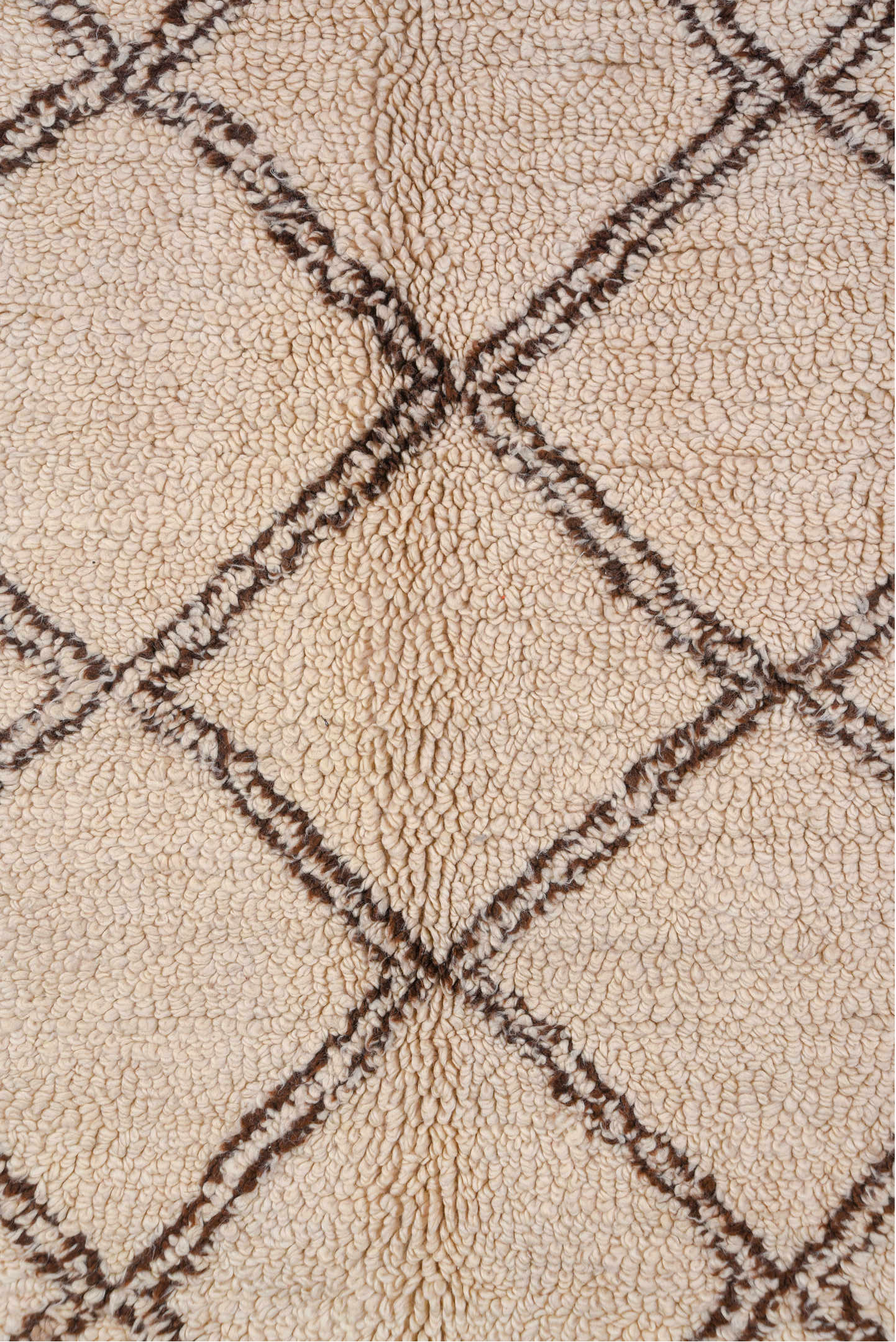 6' x 10' one-of-a-kind handmade vintage Moroccan large size rug. Color palette: brown, off-white, orange