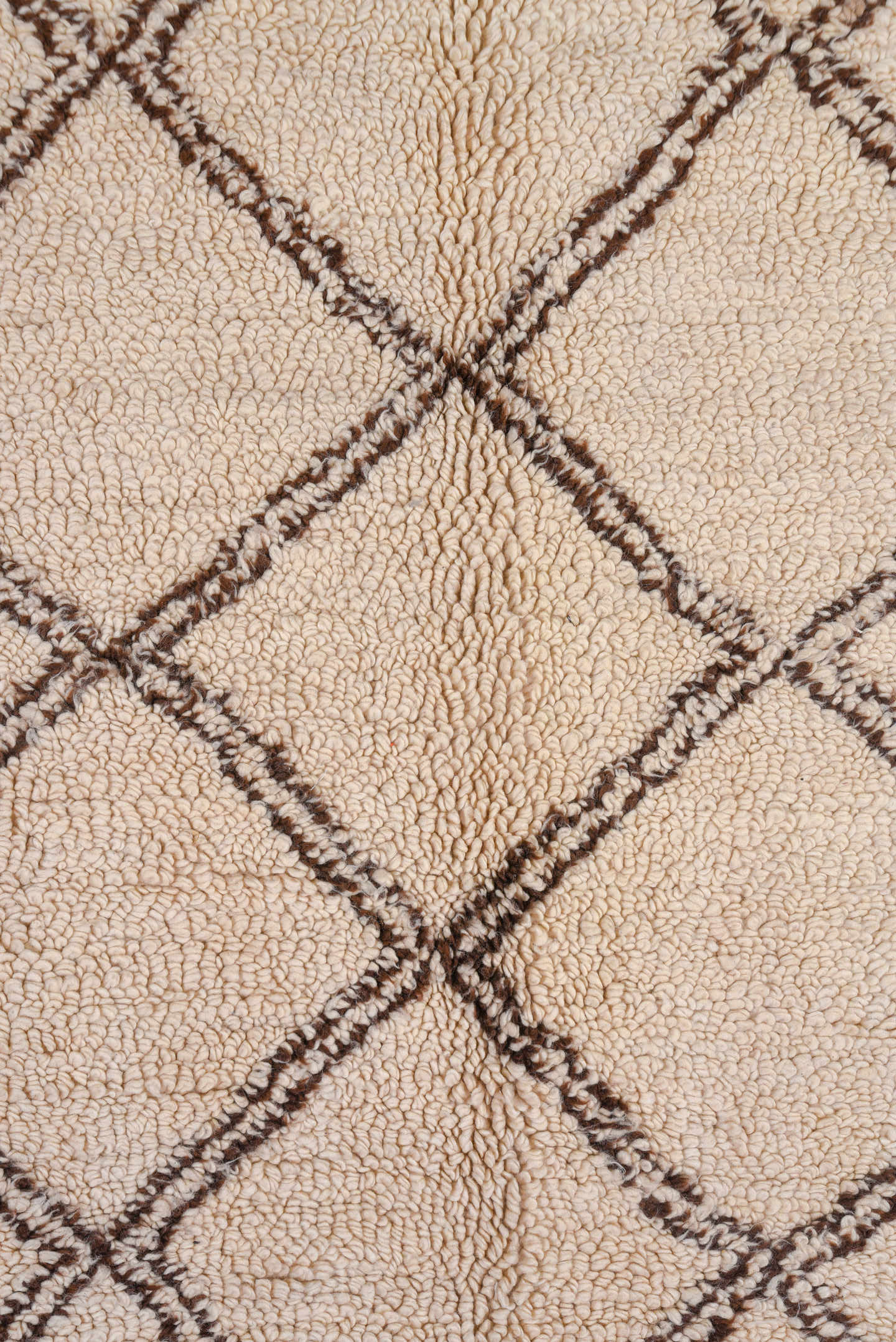 6' x 10' one-of-a-kind handmade antique Moroccan large size rug. Color palette: ivory, brown, camel, beige