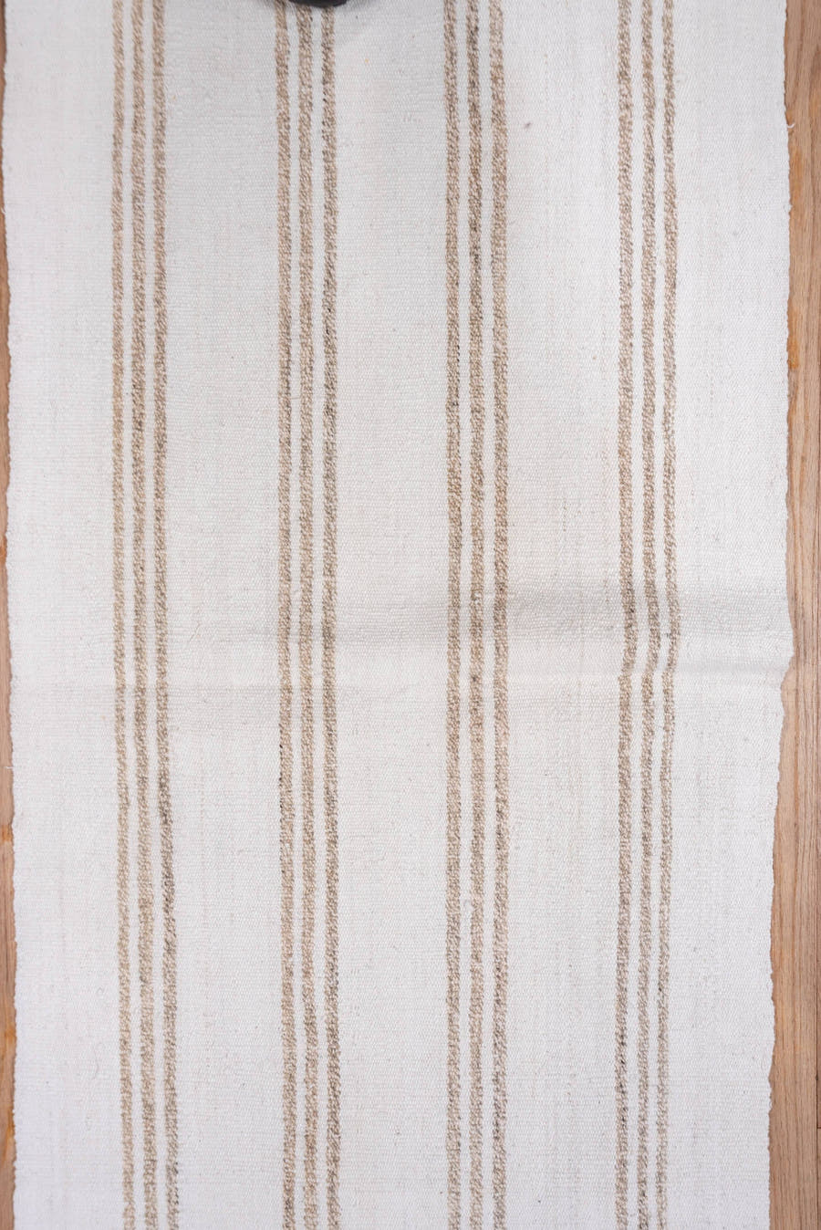 2' x 14' one-of-a-kind handmade vintage Flatweave runner rug. Color palette: ivory, tan, beige