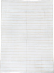 6' x 8' one-of-a-kind handmade antique Flatweave medium size rug. Color palette: ivory, beige