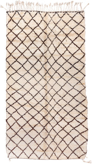7' x 13' one-of-a-kind handmade vintage Moroccan large size rug. Color palette: ivory, brown, cream, charcoal, gray, black