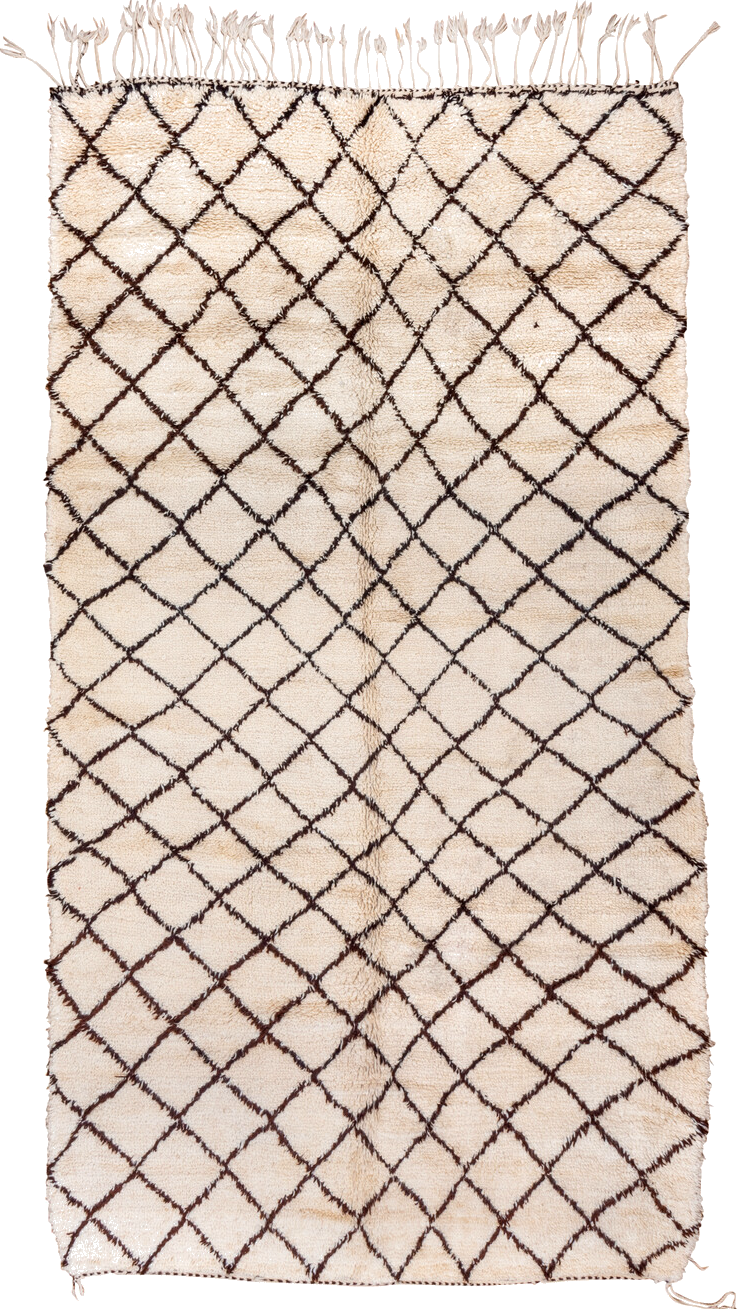 7' x 13' one-of-a-kind handmade vintage Moroccan large size rug. Color palette: antiquewhite, brown, gray, light gray, linen