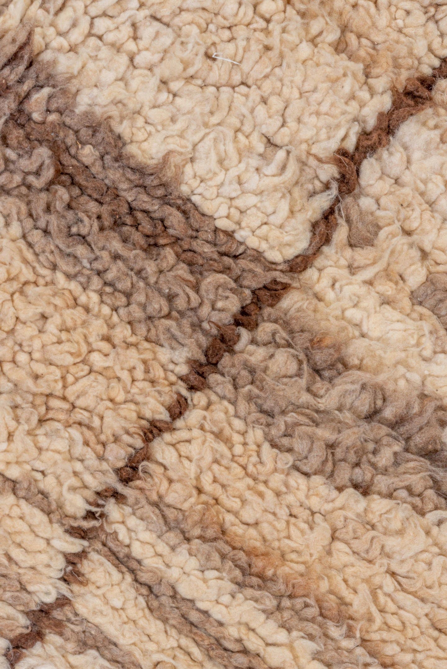 4' x 10' one-of-a-kind handmade vintage Moroccan runner rug. Color palette: ivory, cream, taupe, brown, beige, gray