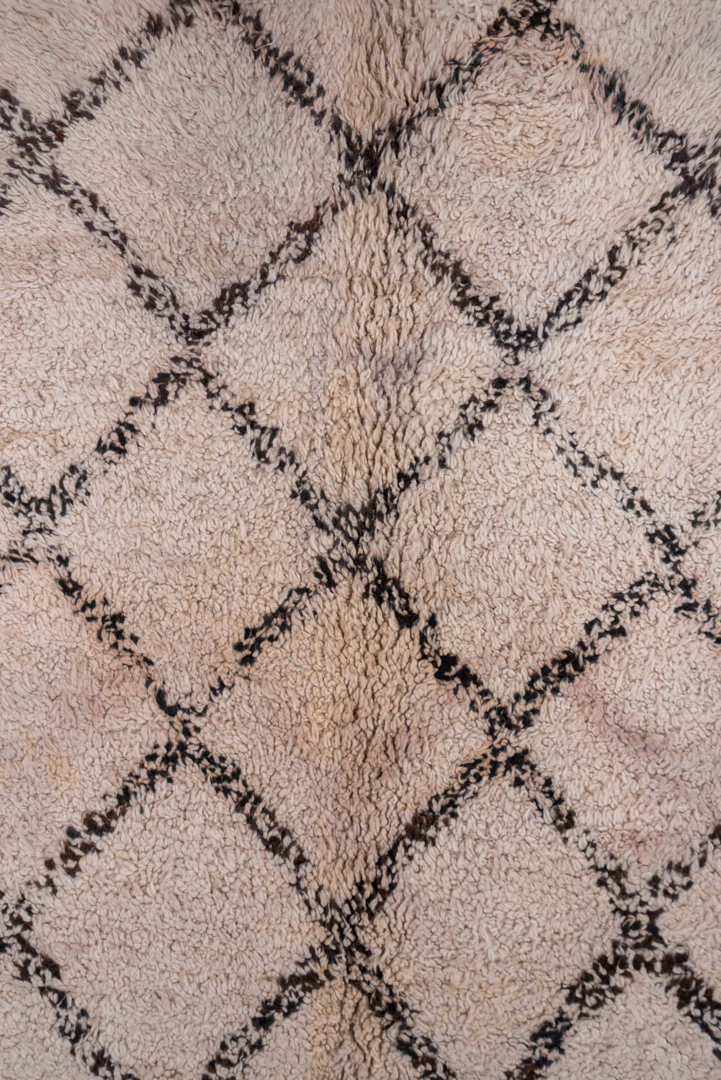 5' x 14' one-of-a-kind handmade vintage Moroccan rug. Color palette: ivory, charcoal, brown, cream, gray, black