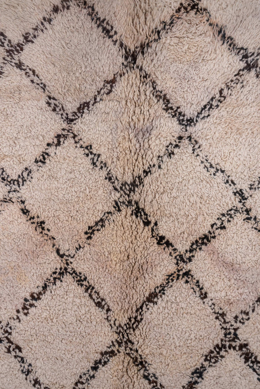 5' x 14' one-of-a-kind handmade vintage Moroccan rug. Color palette: ivory, charcoal, brown, cream, gray, black