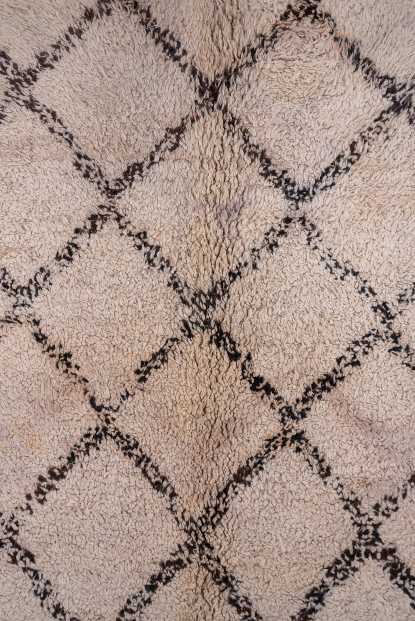 5' x 14' one-of-a-kind handmade vintage Moroccan rug. Color palette: ivory, charcoal, brown, cream, gray, black
