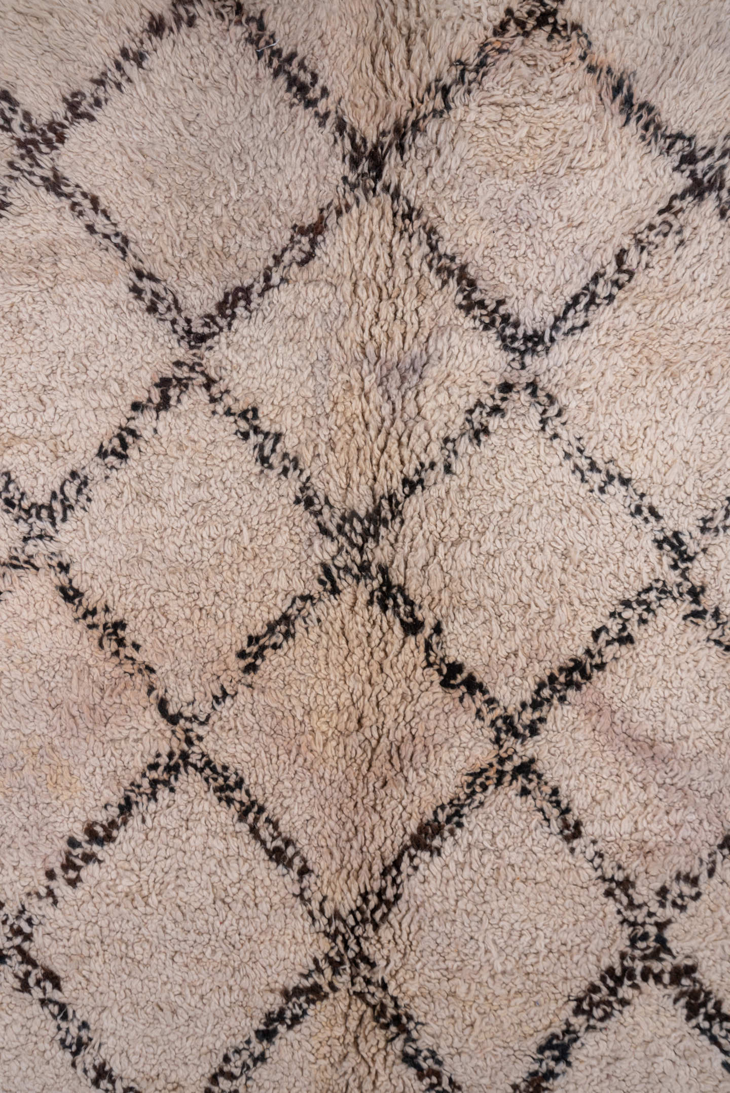 5' x 14' one-of-a-kind handmade vintage Moroccan rug. Color palette: ivory, charcoal, brown, cream, gray, black