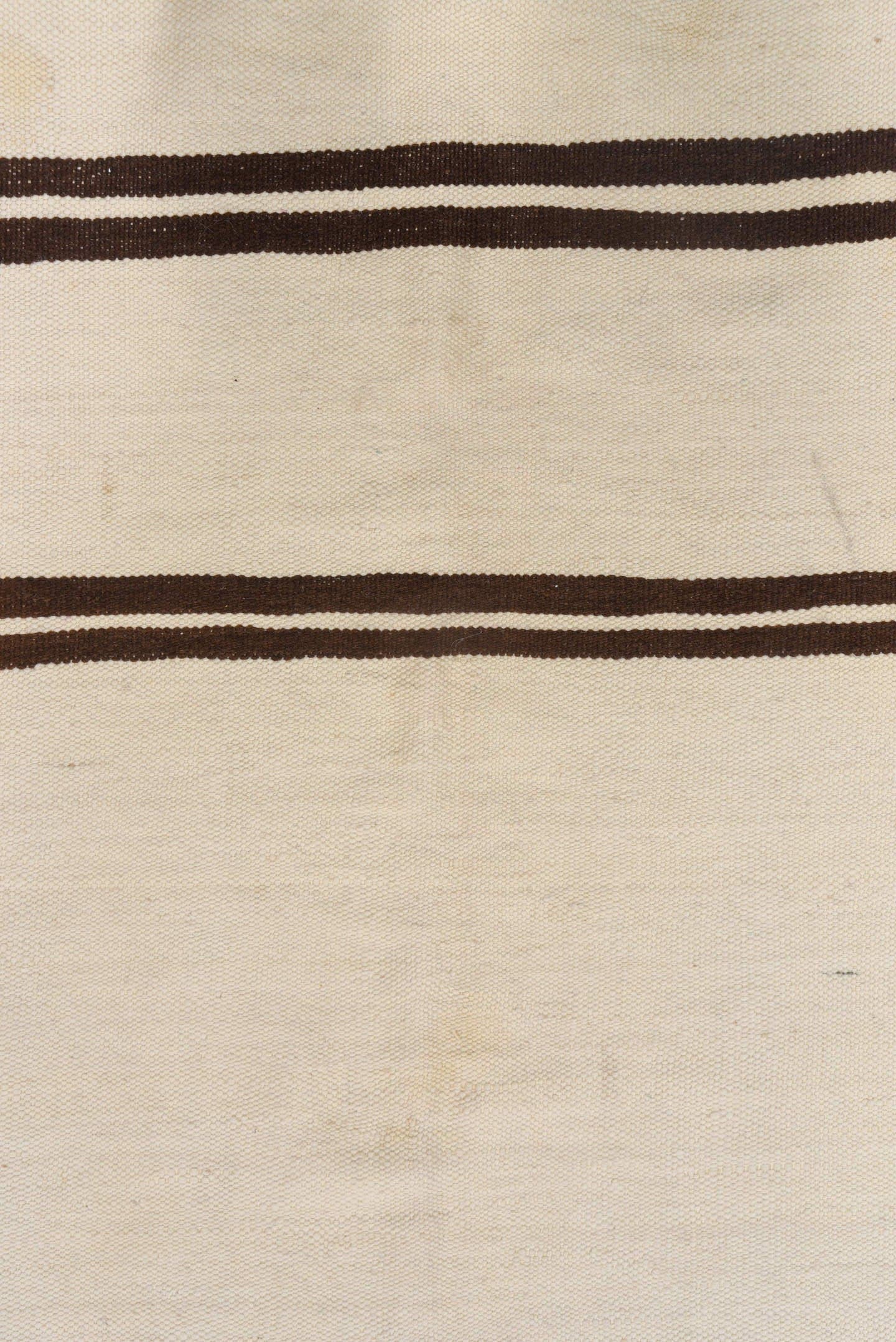 5' x 10' one-of-a-kind handmade vintage Blanket medium size rug. Color palette: ivory, brown, cream, taupe, beige, gray