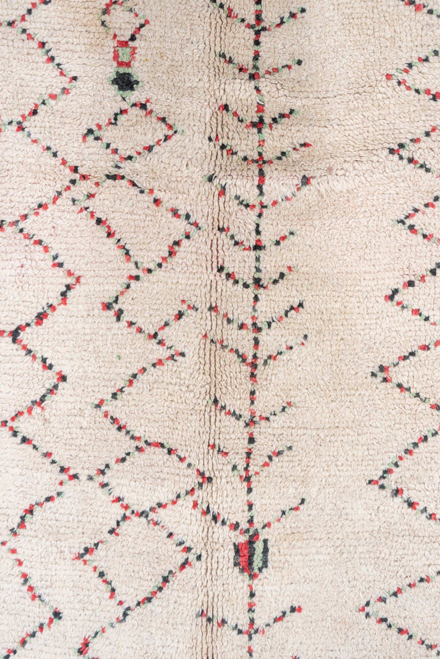 5' x 9' one-of-a-kind handmade vintage Moroccan medium size rug. Color palette: ivory, rust, charcoal, sage, taupe
