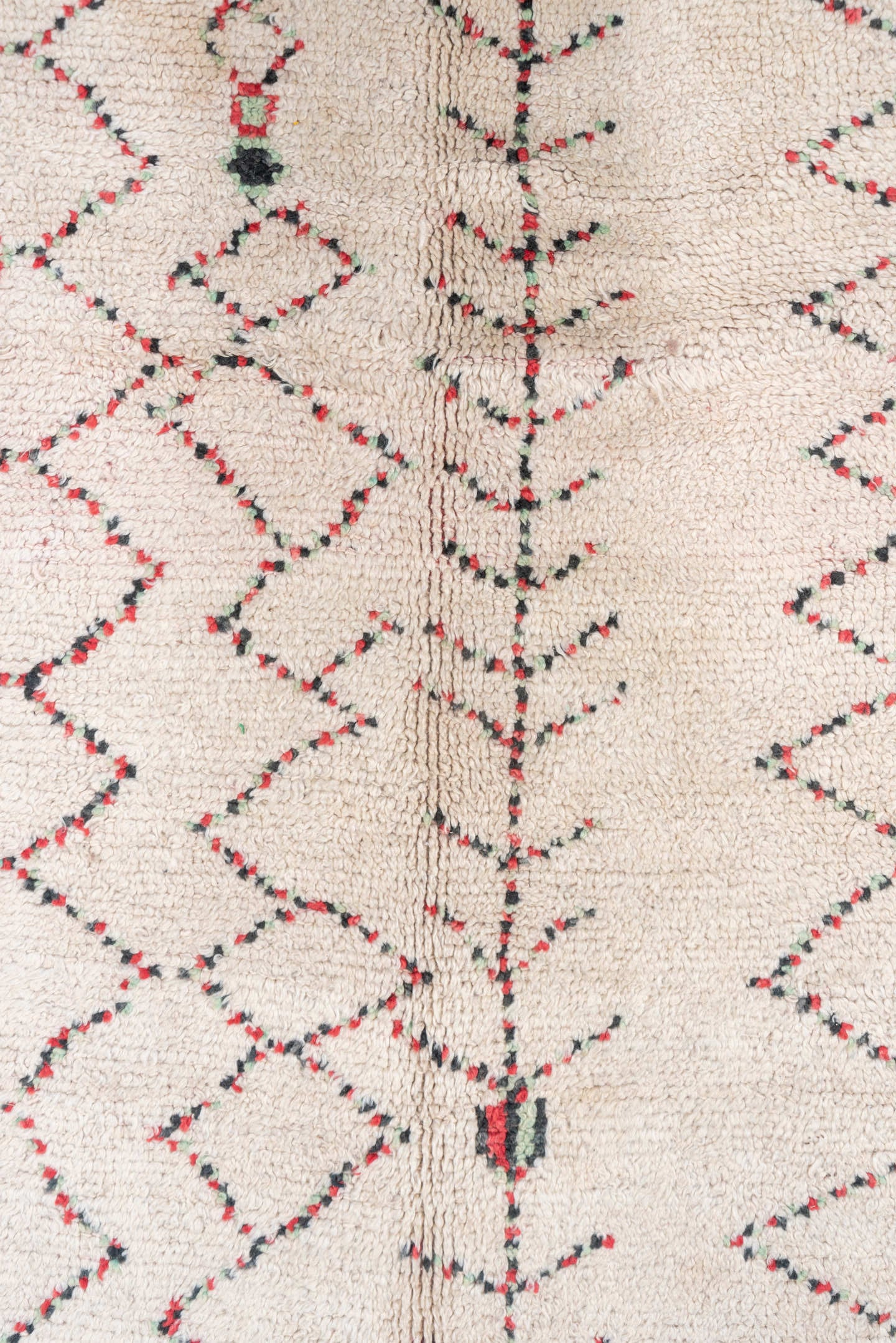 5' x 9' one-of-a-kind handmade vintage Moroccan medium size rug. Color palette: ivory, rust, charcoal, sage, taupe