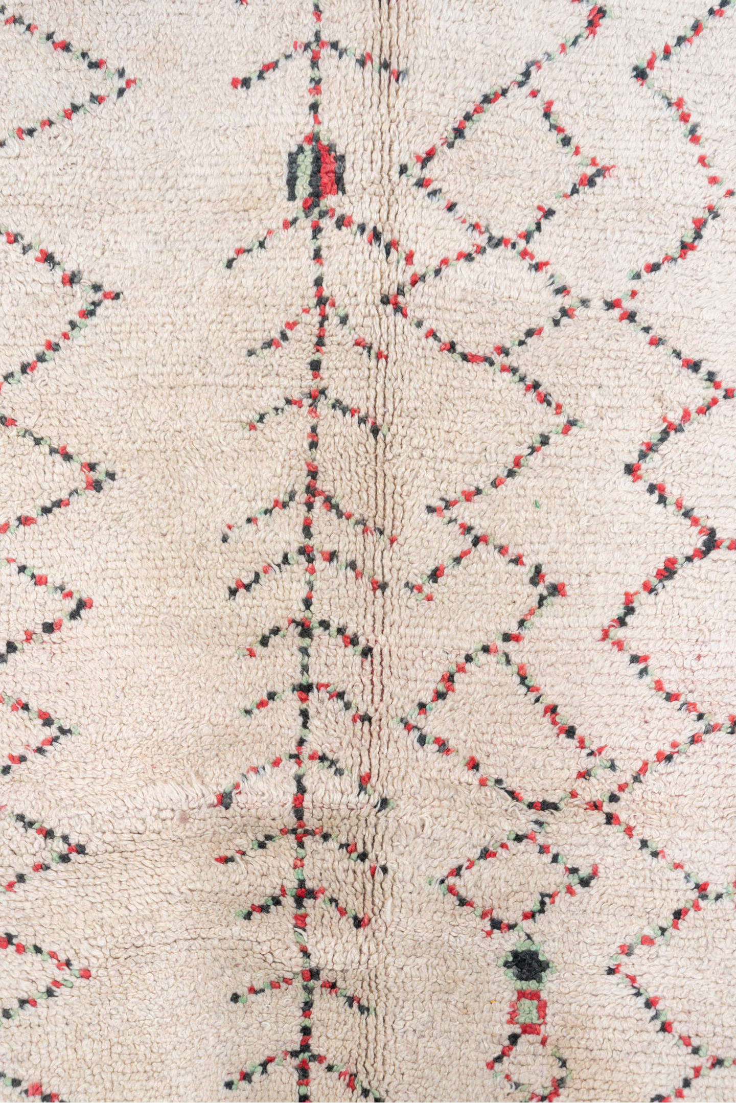 5' x 9' one-of-a-kind handmade vintage Moroccan medium size rug. Color palette: ivory, rust, charcoal, sage, taupe