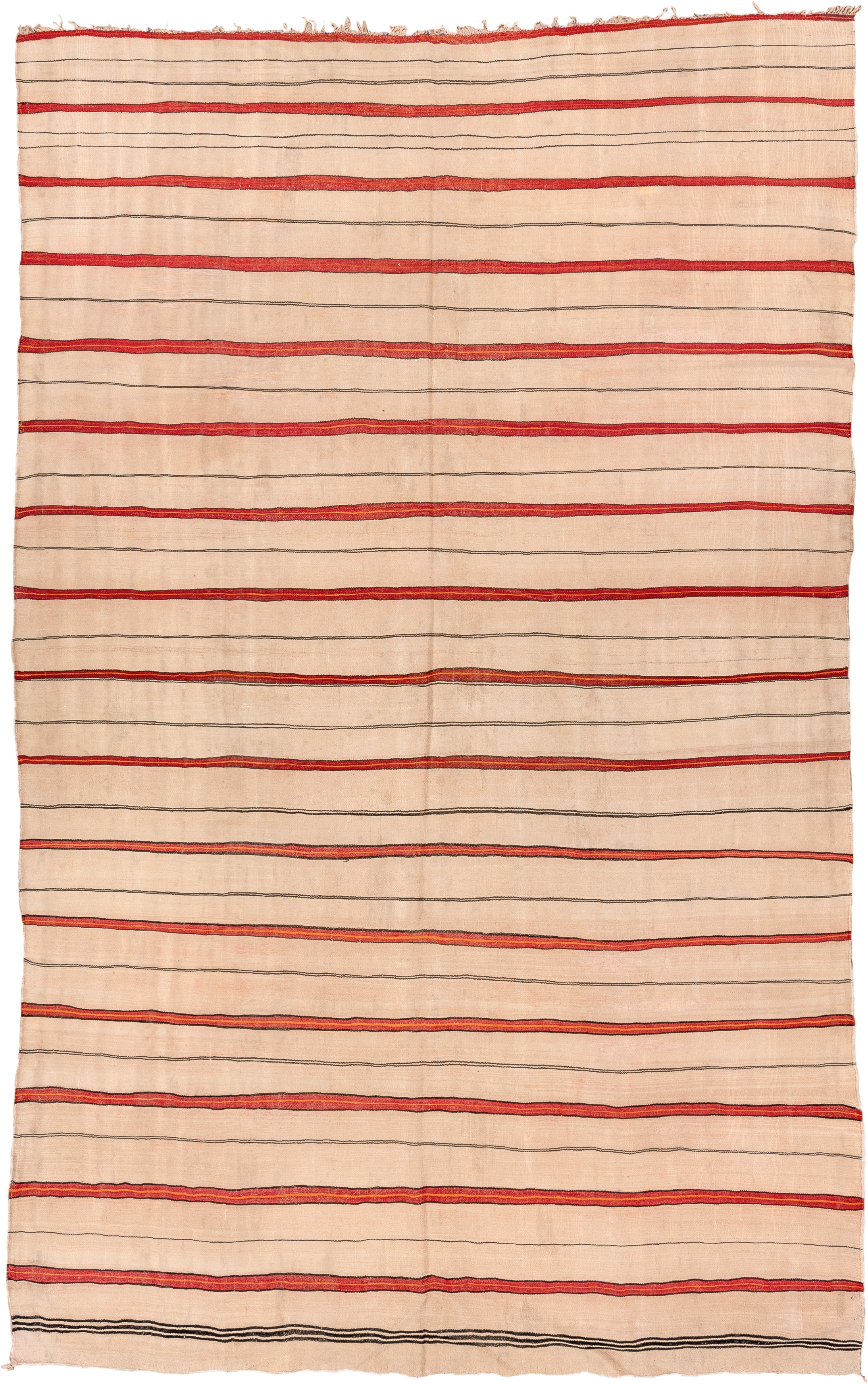 5' x 8' one-of-a-kind handmade antique Kilim medium size rug. Color palette: ivory, rust, charcoal, coral, terracotta, brown