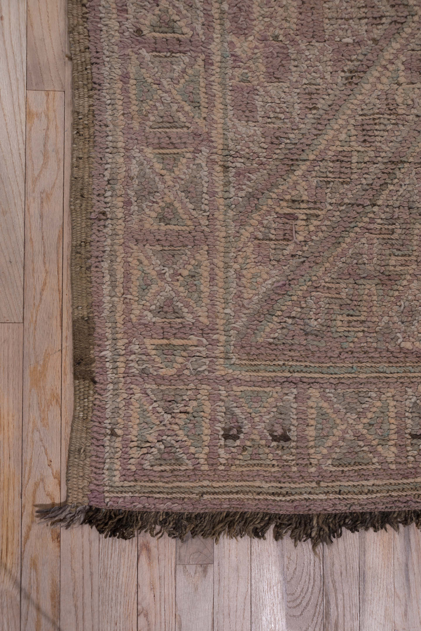 6' x 11' one-of-a-kind handmade vintage Moroccan large size rug. Color palette: taupe, mauve, dusty rose, brown, beige