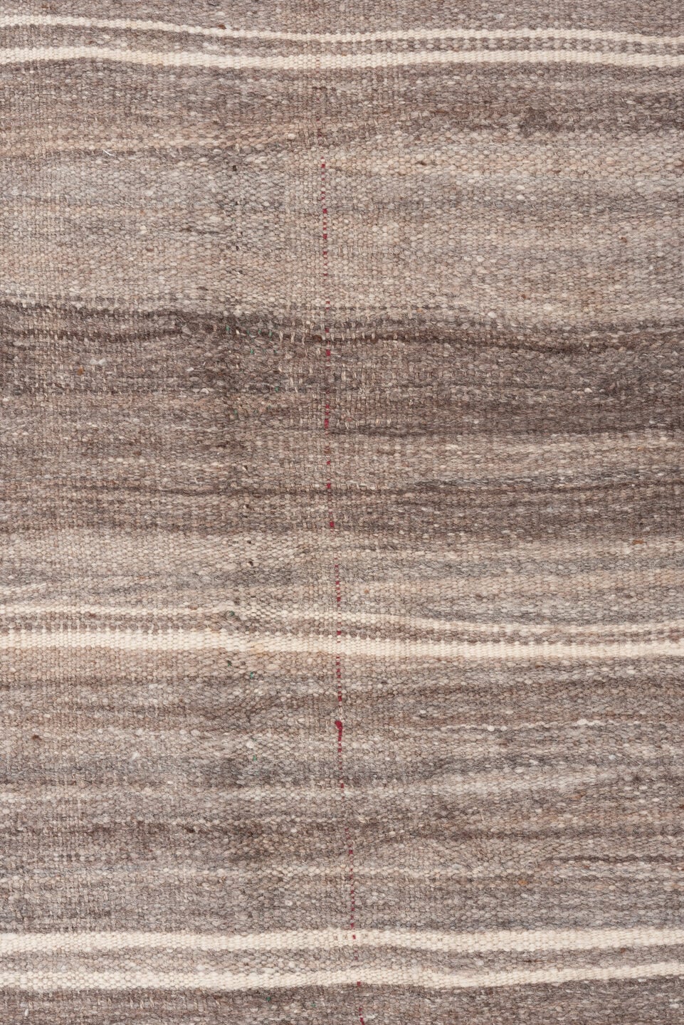 4' x 10' one-of-a-kind handmade vintage Blanket runner rug. Color palette: taupe, brown, ivory, charcoal, beige, gray, black