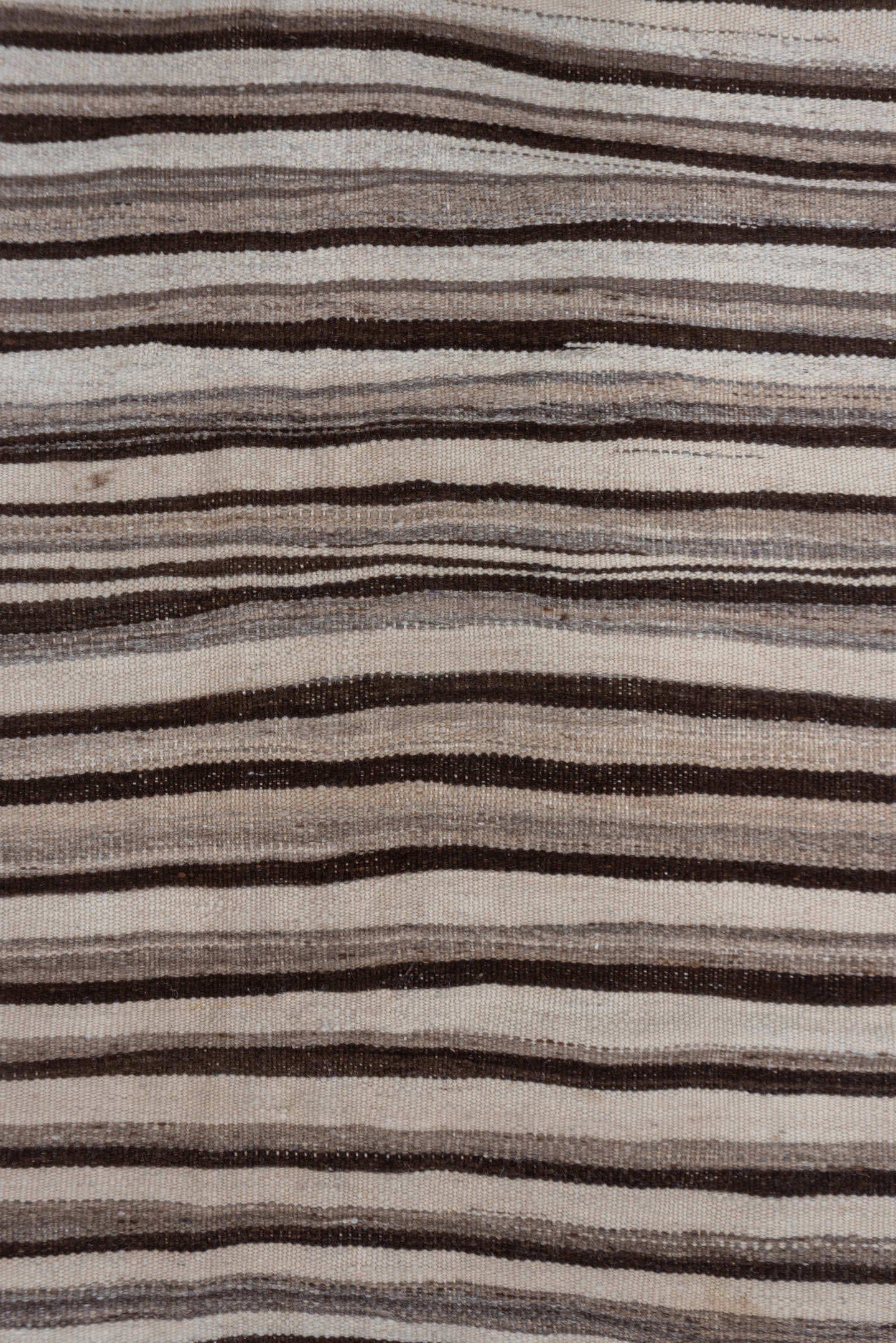 4' x 6' one-of-a-kind handmade vintage Blanket small size rug. Color palette: ivory, taupe, brown, charcoal, beige, gray