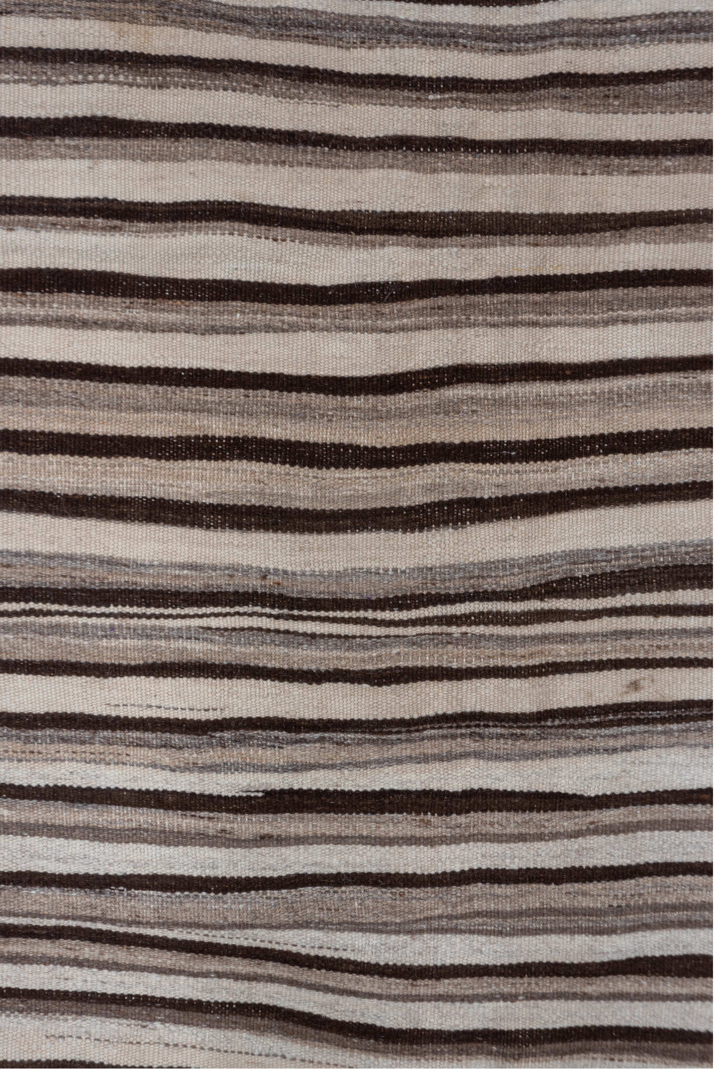 4' x 6' one-of-a-kind handmade vintage Blanket small size rug. Color palette: ivory, taupe, brown, charcoal, beige, gray