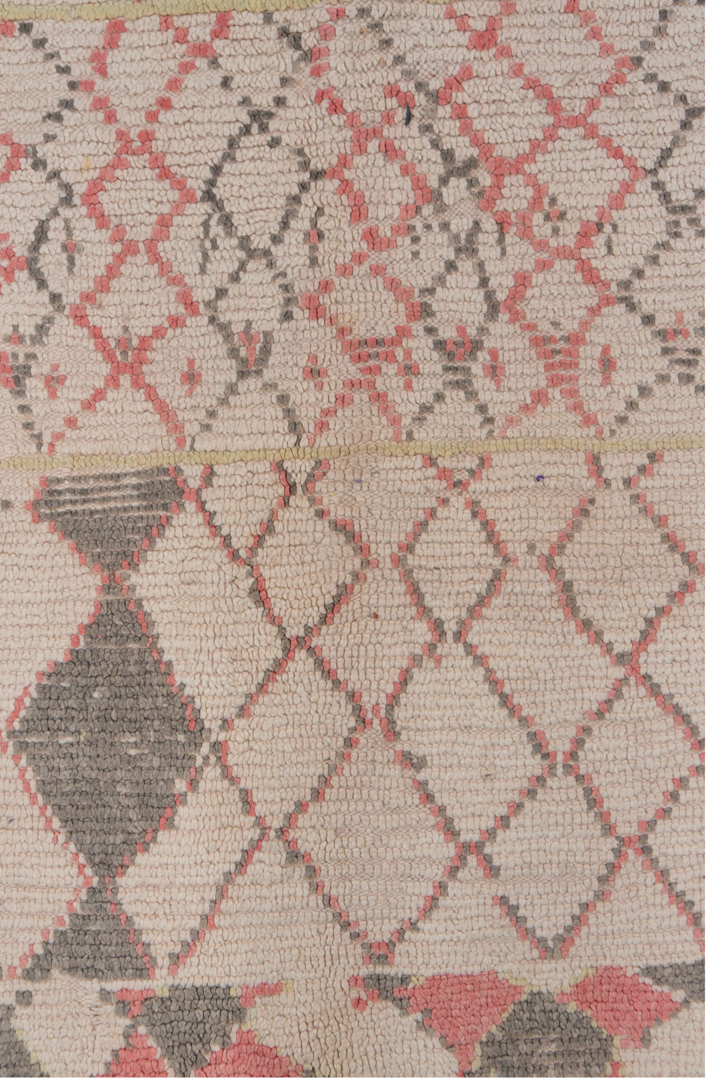 5' x 5' one-of-a-kind handmade vintage Moroccan rug. Color palette: antiquewhite, brown, gray, off-white, orange