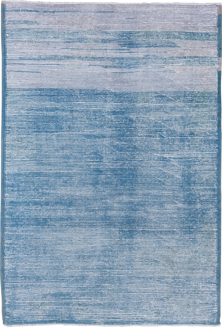 6' x 9' one-of-a-kind handmade vintage Moroccan medium size rug. Color palette: blue, gainsboro, gray, light blue