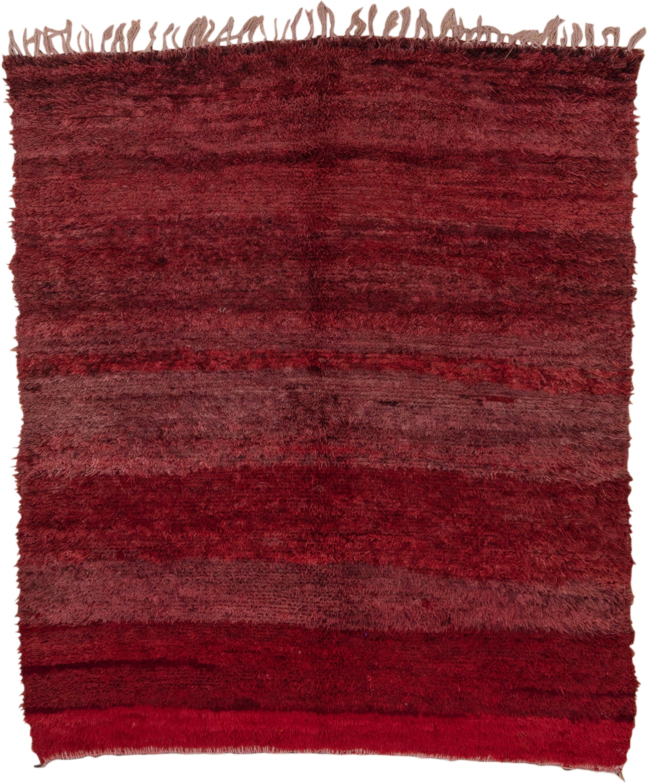6' x 7' one-of-a-kind handmade vintage Moroccan rug. Color palette: burgundy, crimson, rose, mahogany, wine, red, pink