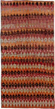 6' x 12' one-of-a-kind handmade vintage Moroccan large size rug. Color palette: orange, rose, ivory, brown, crimson