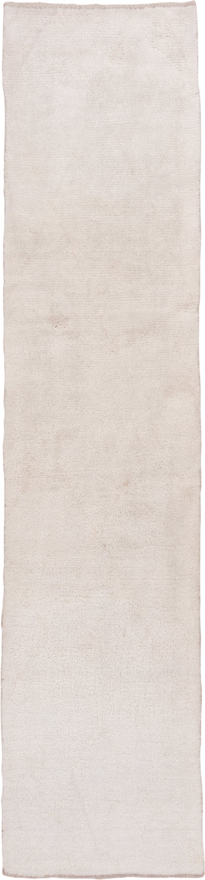 2' x 12' one-of-a-kind handmade vintage Moroccan runner rug. Color palette: ivory, cream, beige