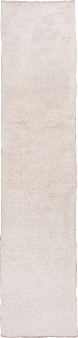 2' x 12' one-of-a-kind handmade vintage Moroccan runner rug. Color palette: ivory, cream, beige