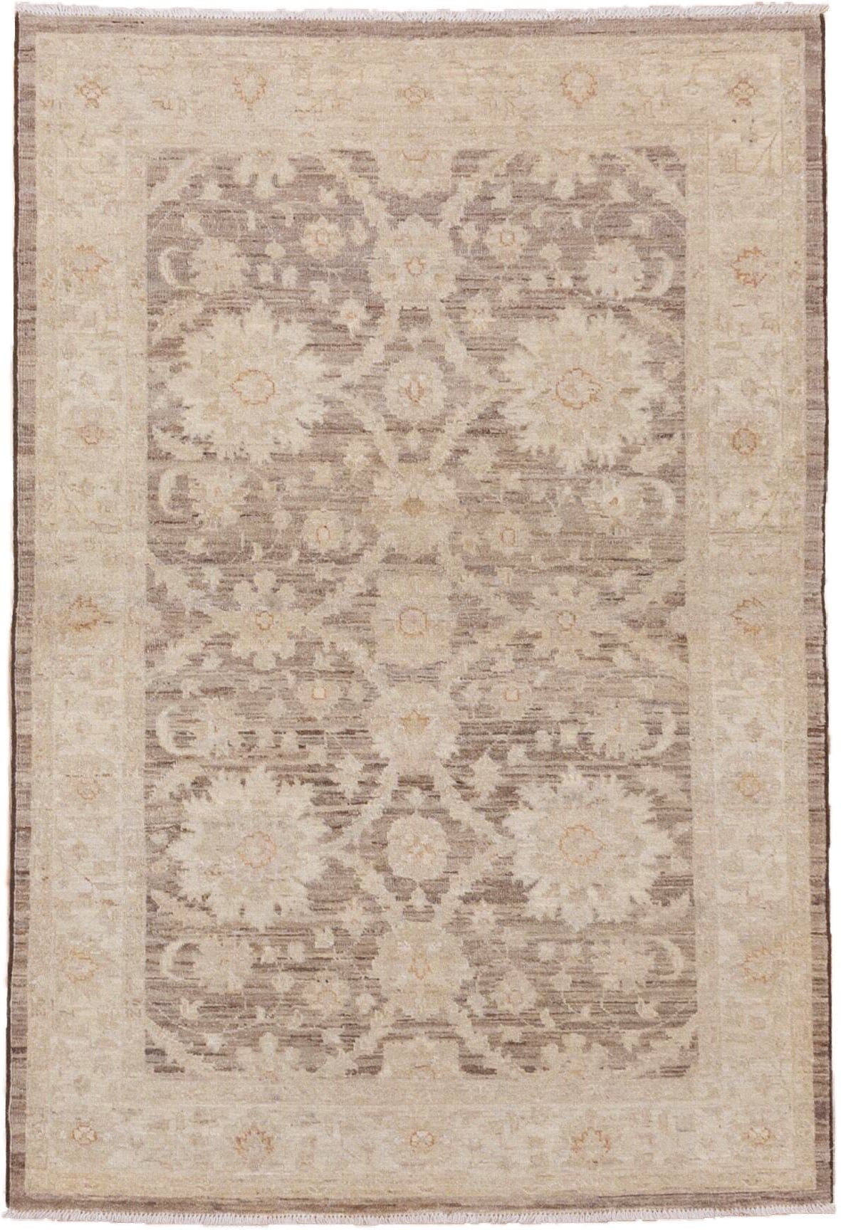 4' x 5' one-of-a-kind handmade vintage Sivas small size rug. Color palette: ivory, taupe, beige, brown, camel, cream, gray