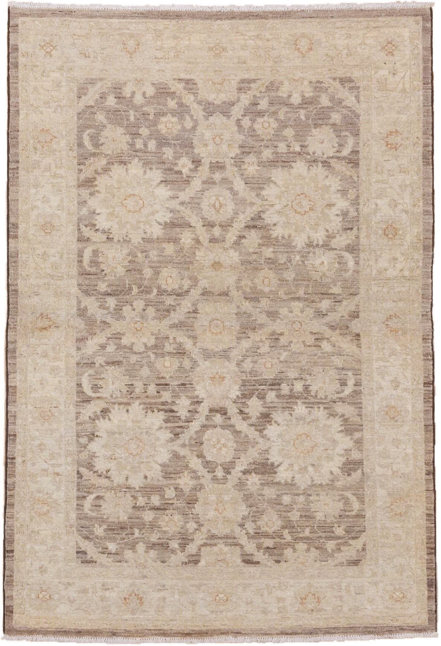 4' x 5' one-of-a-kind handmade vintage Sivas small size rug. Color palette: ivory, taupe, beige, brown, camel, cream, gray