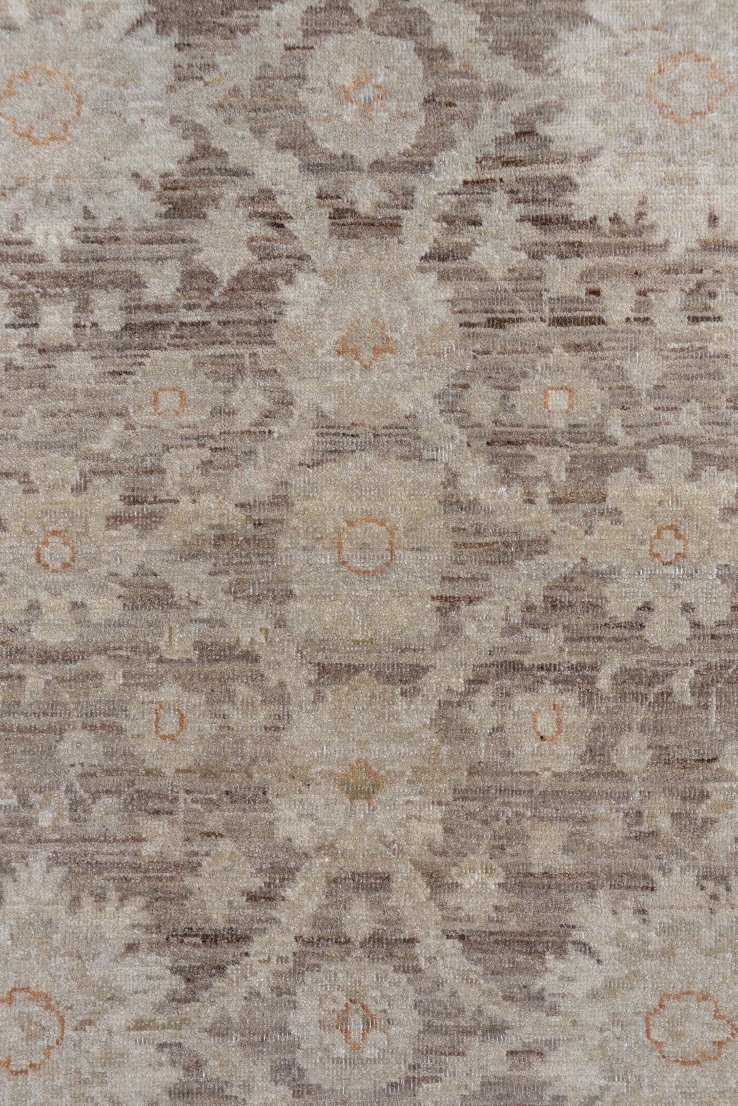 4' x 5' one-of-a-kind handmade vintage Sivas small size rug. Color palette: ivory, taupe, beige, brown, camel, cream, gray