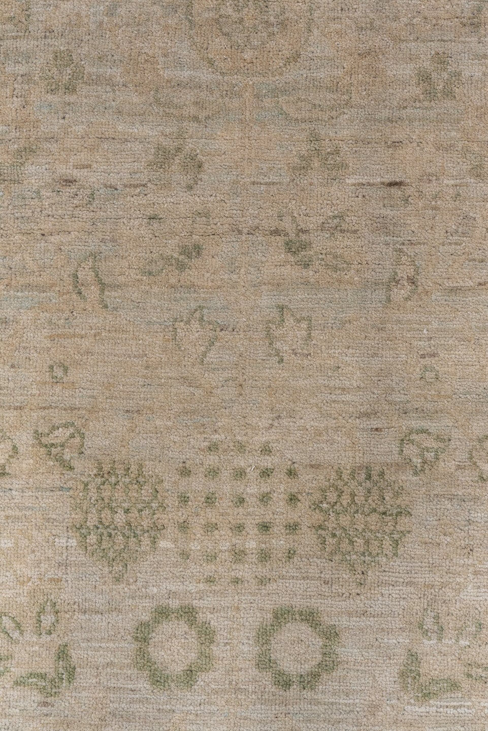 3' x 15' one-of-a-kind handmade vintage Khotan runner rug. Color palette: ivory, taupe, beige, sage, gray brown, olive, gray