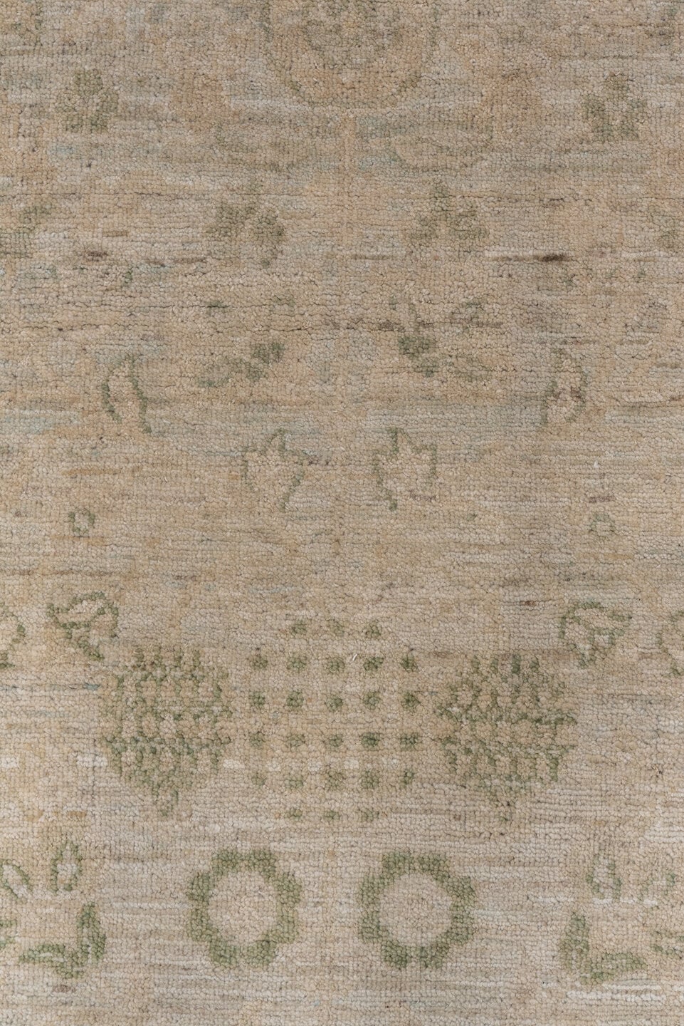 3' x 15' one-of-a-kind handmade vintage Khotan runner rug. Color palette: ivory, taupe, beige, sage, gray brown, olive, gray