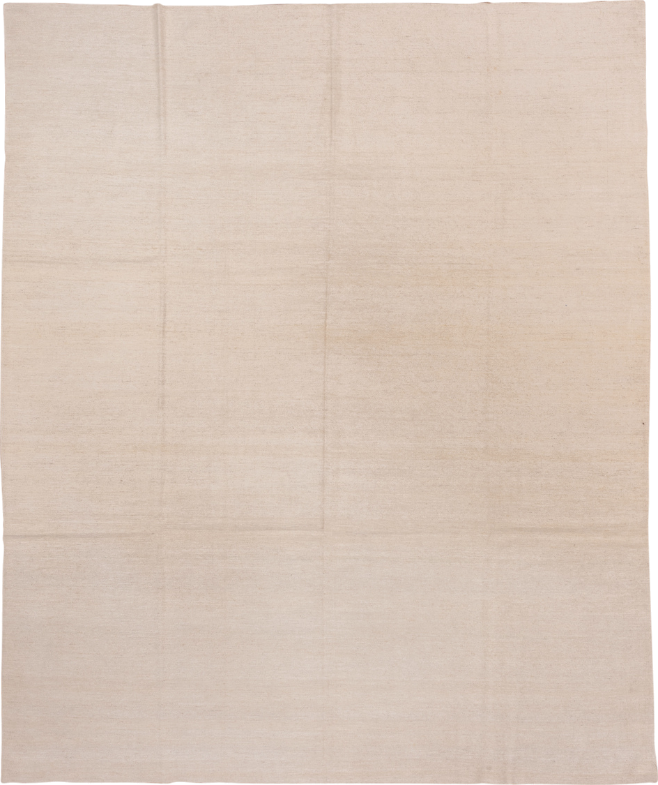 9' x 11' one-of-a-kind handmade vintage Kilim large size rug. Color palette: ivory, cream, beige, taupe, gray