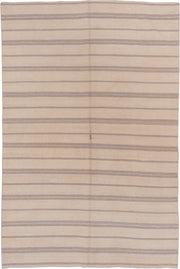 5' x 8' one-of-a-kind handmade vintage Kilim medium size rug. Color palette: ivory, taupe, gray, cream, beige