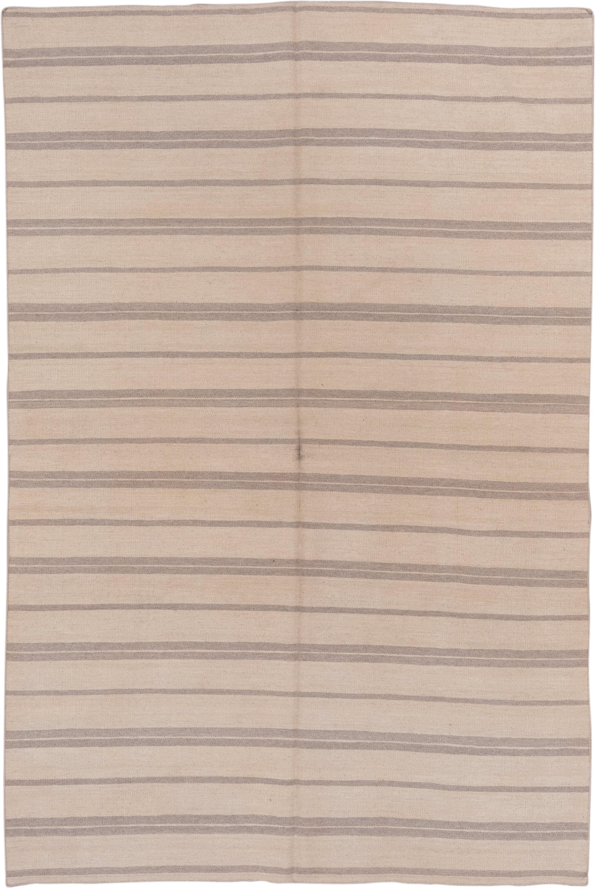 5' x 8' one-of-a-kind handmade vintage Kilim medium size rug. Color palette: ivory, taupe, gray, cream, beige