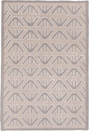 4' x 6' one-of-a-kind handmade vintage Kilim small size rug. Color palette: taupe, ivory, gray, cream, beige