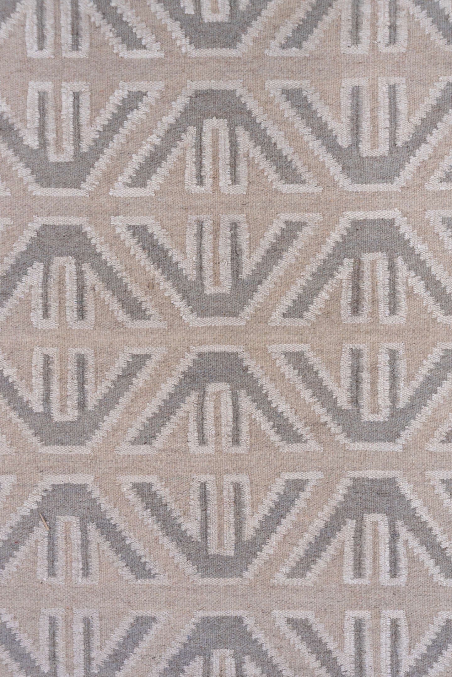 4' x 6' one-of-a-kind handmade vintage Kilim small size rug. Color palette: taupe, ivory, gray, cream, beige