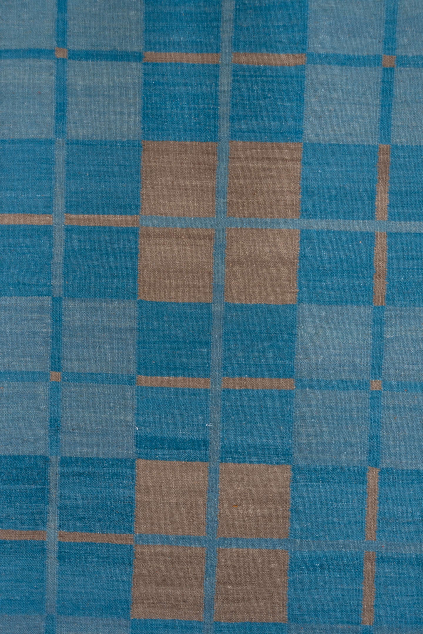 8' x 10' one-of-a-kind handmade vintage Kilim large size rug. Color palette: blue, sky blue, taupe, light blue, beige, gray